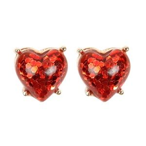 Heart Post Earrings Red